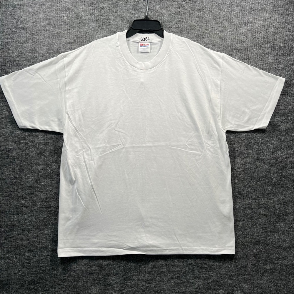 Hanes Heavyweight 50/50 Blank T-Shirt Mens XL White Vintage Crew Neck